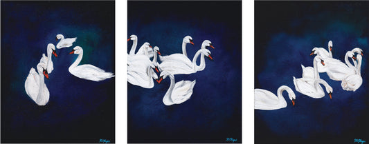 Swans at the Waterworks Triptych