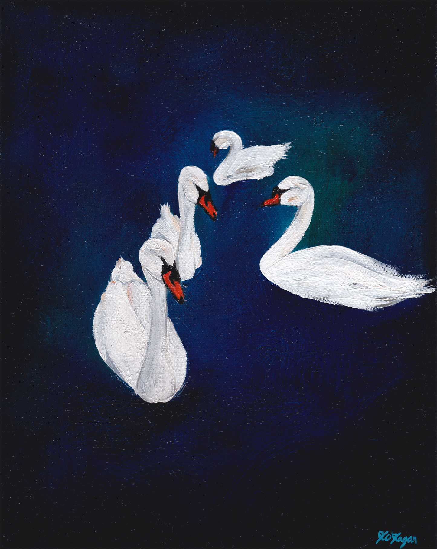 Swans at the Waterworks Triptych