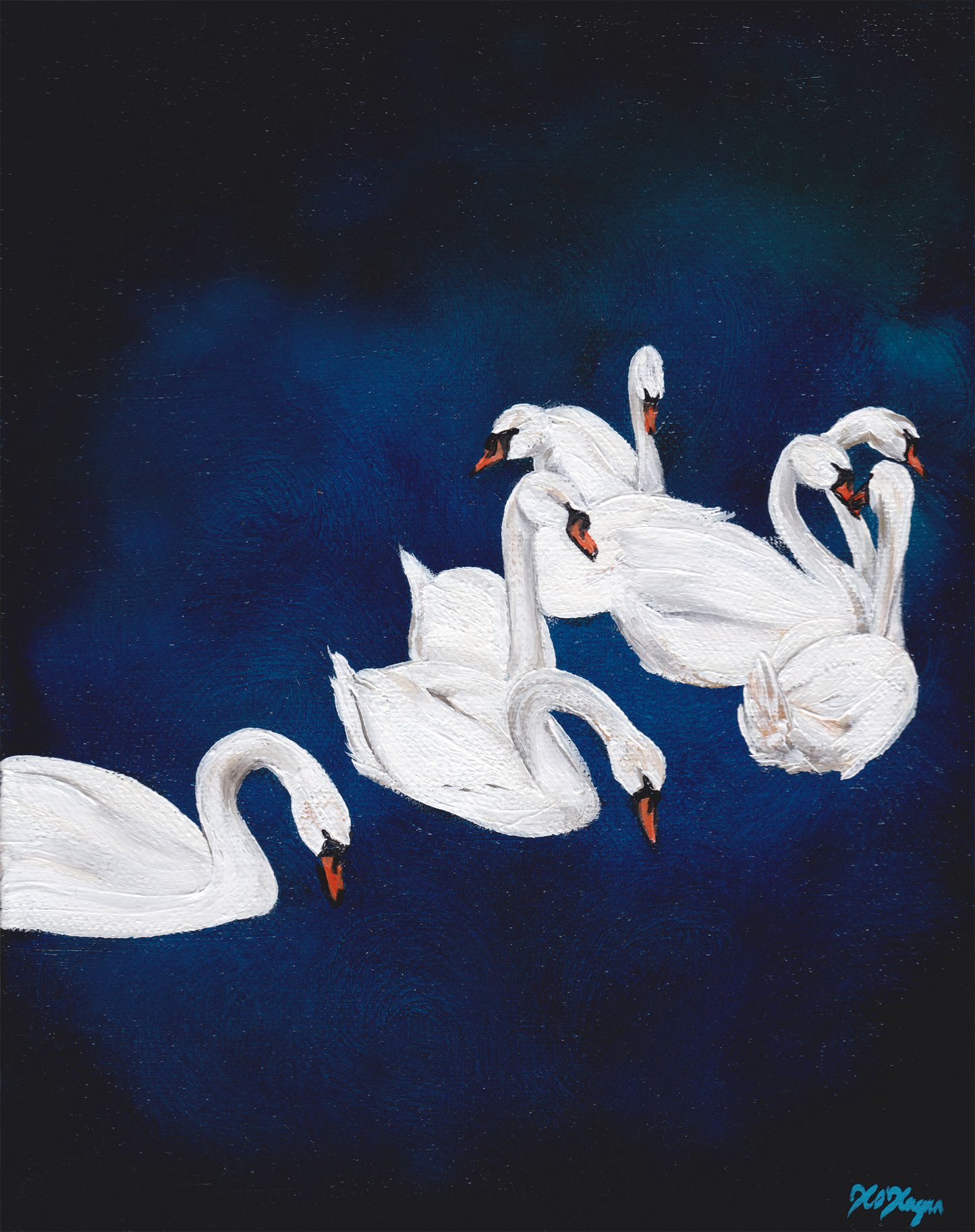 Swans at the Waterworks Triptych